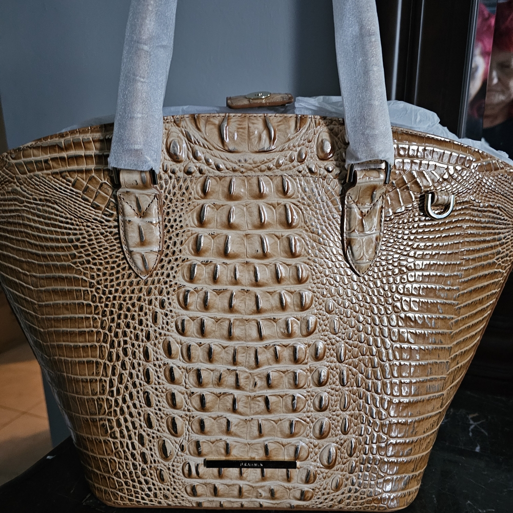 Brahmin New Elegant Tan Crocodile-Embossed Women's Bag